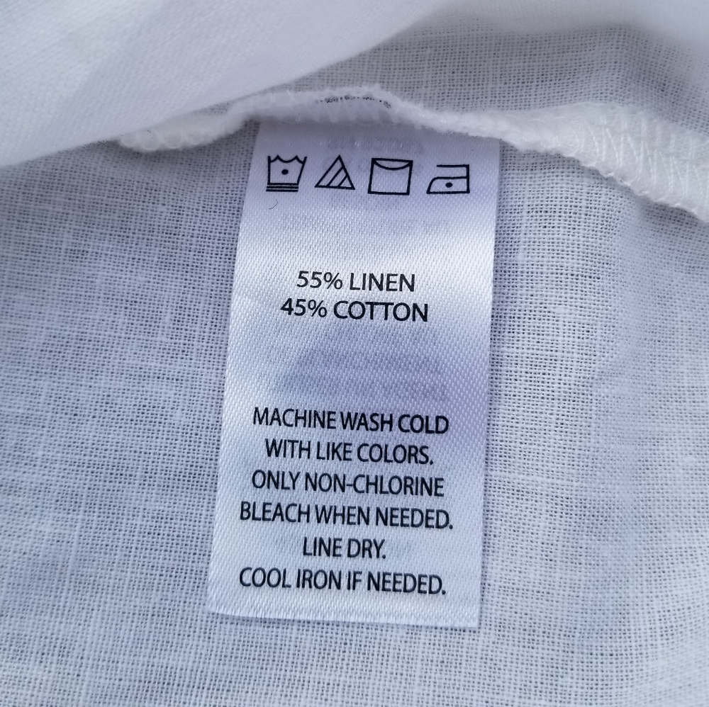 Saks Fifth Avenue Linen Shirt Women's XL White Top Blouse Cottage Beachy Summer - Picture 6 of 10